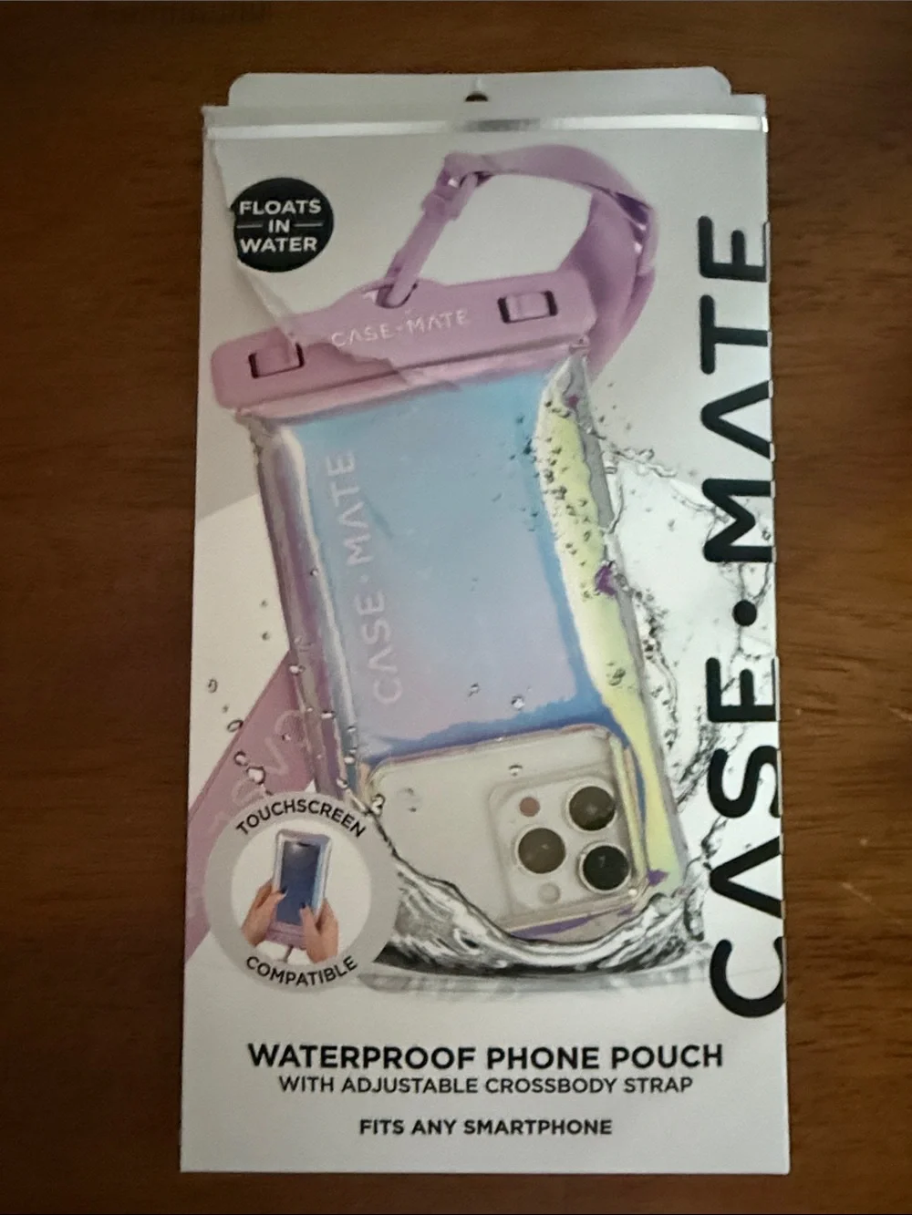 case-mate Iridescent soap bubble Lilac Waterproof Phone Pouch with Lilac Strap